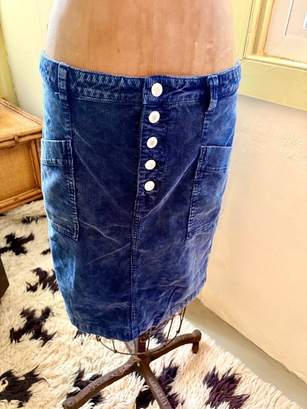 Anthropologie “Pilcro” Talia Blue corduroy mini skirt